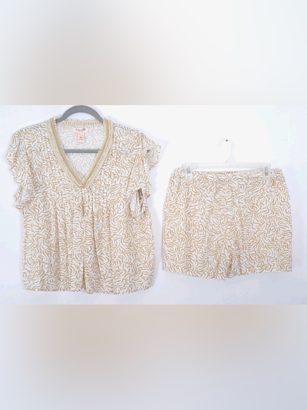 JAPNA SIZE XL~WOMEN’S LOUNGE PAJAMAS SHORTS V-NECK SHIRT TOP SET PJS